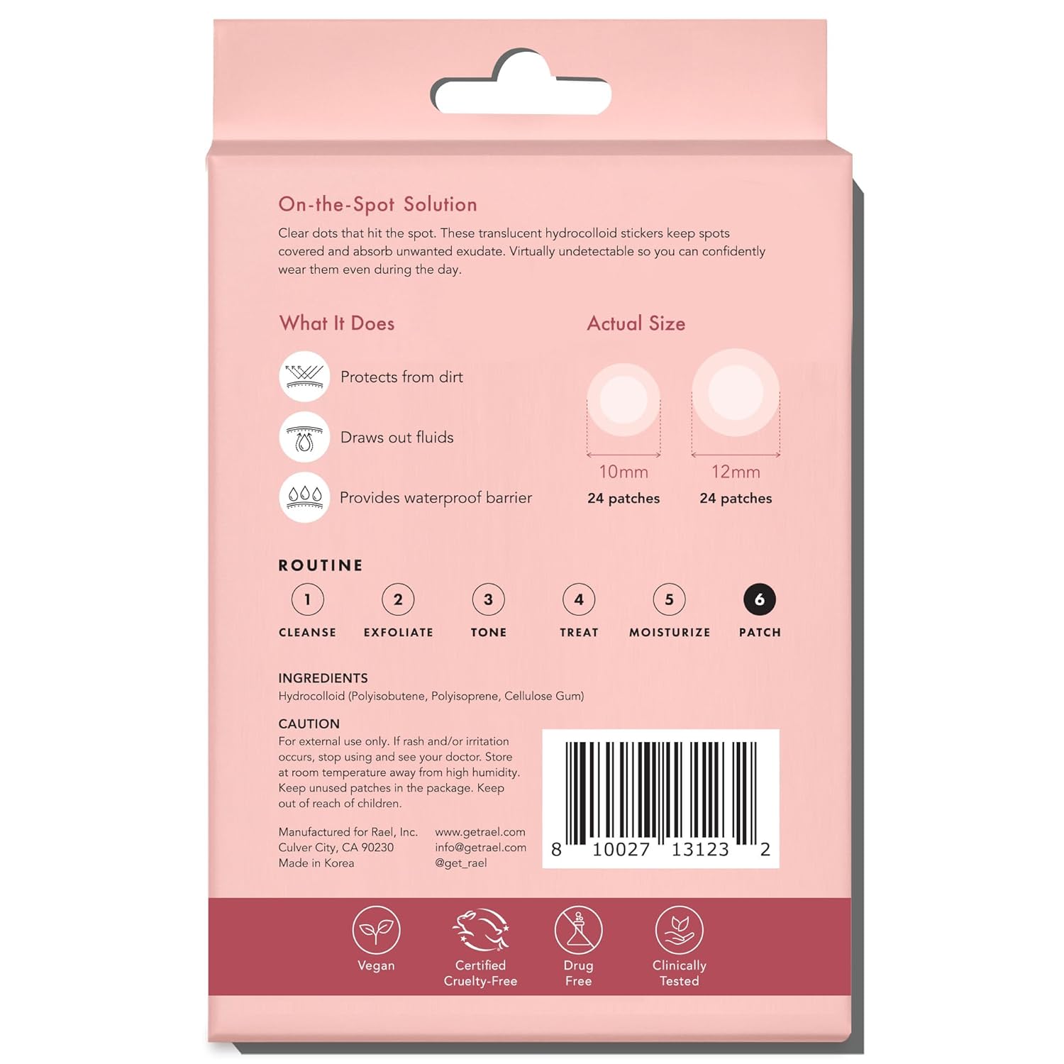 Rael Pimple Patches, Miracle Invisible Spot Cover - Hydrocolloid Acne Pimple Patch, Absorbs Zits & Blemish, Korean Skin Care, 2 Sizes (96 Count)