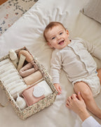 Blissful Diary Baby Diaper Caddy Organizer, Stylish Storage Basket for Newborn Essentials and Diaper Station, Gift for Baby Shower and Registry Must-Have