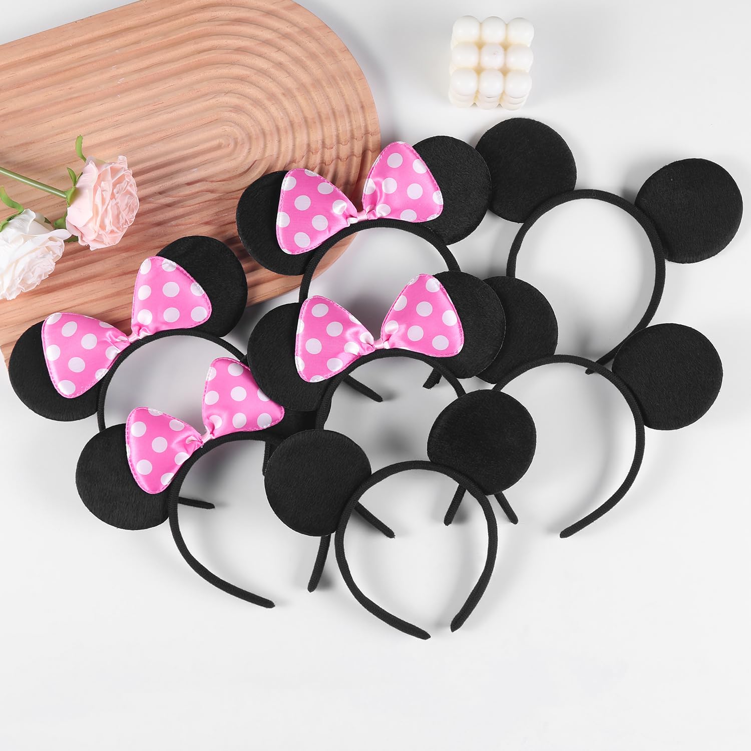 20 Pack Mouse Ears Solid Bow ears Headband for Birthday Party Supplies and Mouse Themed costume Cosplay Decoration