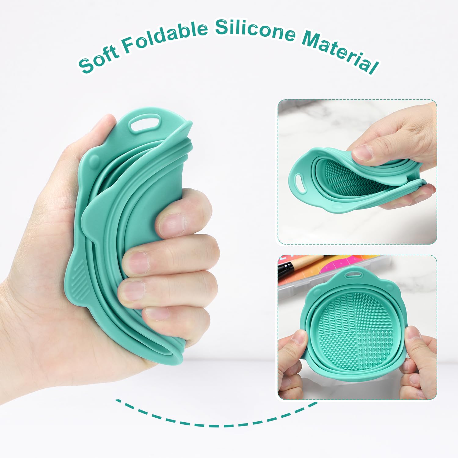 Makeup Brush Cleaner, Etercycle Foldable Silicone Brush Cleaner Bowl Srubber, Portable Washing Tools for Makeup Brush,Powder Puff,Sponge