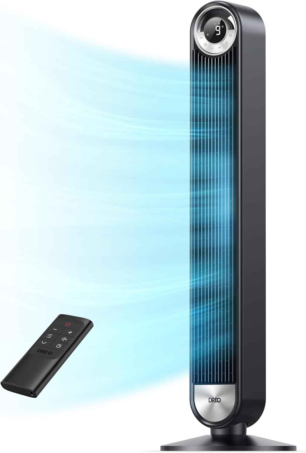 DREO Tower Fan for Bedroom, 90° Oscillating Standing Fan with 28ft/s Velocity, 20dB Quiet for Sleep, DC Motor, 9 Speeds, 4 Modes, 12H Timer, Voice & APP & Remote Control, Starlight