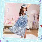 Meland Princess Dress Up for Girls 3-8, Mermaid Cape with Crown, Dress Up Clothes Birthday Gift Toys for Girls Toddlers
