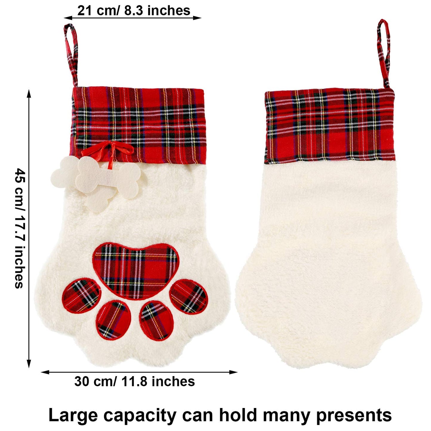 Christmas Pet Stockings – Cat Dog Paw Plaid Fireplace Hanging Decor