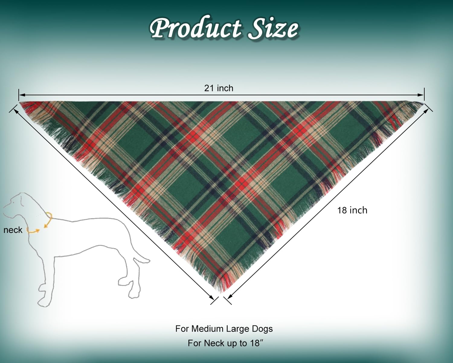 2PCS Christmas Dog Bandanas – Red and Green Plaid with Tassels