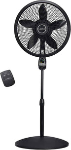 Lasko Oscillating Cyclone Pedestal Fan with Remote Control - Cooling Standing Fan for Bedroom, Living Room, and Home Office - Adjustable Height - 3 Quiet Speeds - 1843 - 18" Blade Diameter - Black