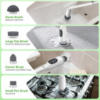 Electric Spin Scrubber, Cordless Cleaning Brush, 3H Work Time, Bathroom Scrubber with LED Display, 3-Speed Extendable Handle, IPX7 Waterproof, 8 Brush Heads for Shower, Tile, Tub, Floor, Toilet, Grout