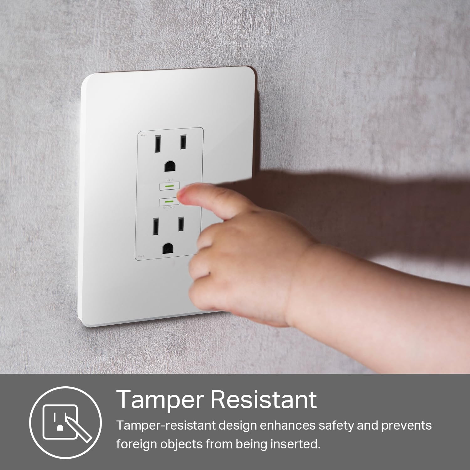 Kasa Smart Plug KP200, In-Wall Smart Home Wi-Fi Outlet Works with Alexa, Google Home, No Hub Required, Remote Control, ETL Certified , White, 1 Pack