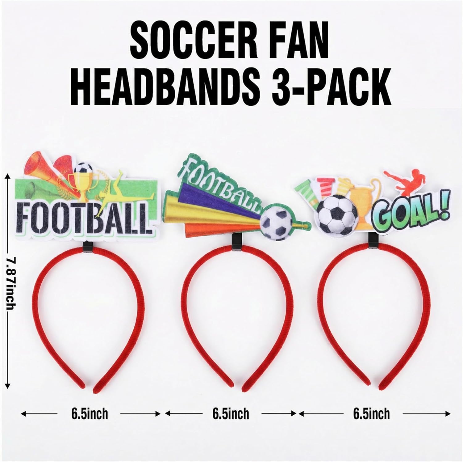 Soccer Headbands 2026 World Cup Party Accessories,Soccer Decorations and Fan Gear Sports Themed Party Favors & Decorations 3PCS