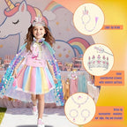 Meland Princess Dress Up for Girls 3-8, Mermaid Cape with Crown, Dress Up Clothes Birthday Gift Toys for Girls Toddlers