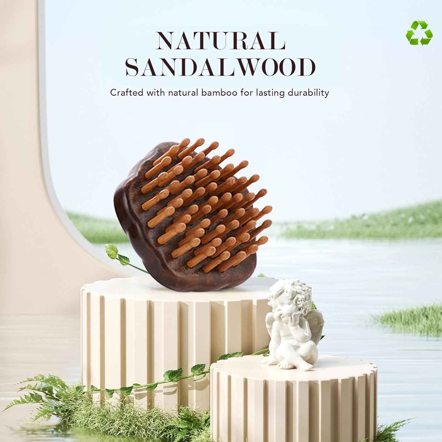 Wooden Scalp Massager for Hair Growth Support, Bamboo Scalp Massager Brush for Head Relaxation, Scalp Stimulation & Hair Oil Distribution, Natural Wooden Massager for Face and Body Care