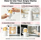 Angry Mom Microwave Cleaner, Mad Mama Microwave Steam Cleaner, Just Add Vinegar and Water, Easily Cleans the Crud in Minutes