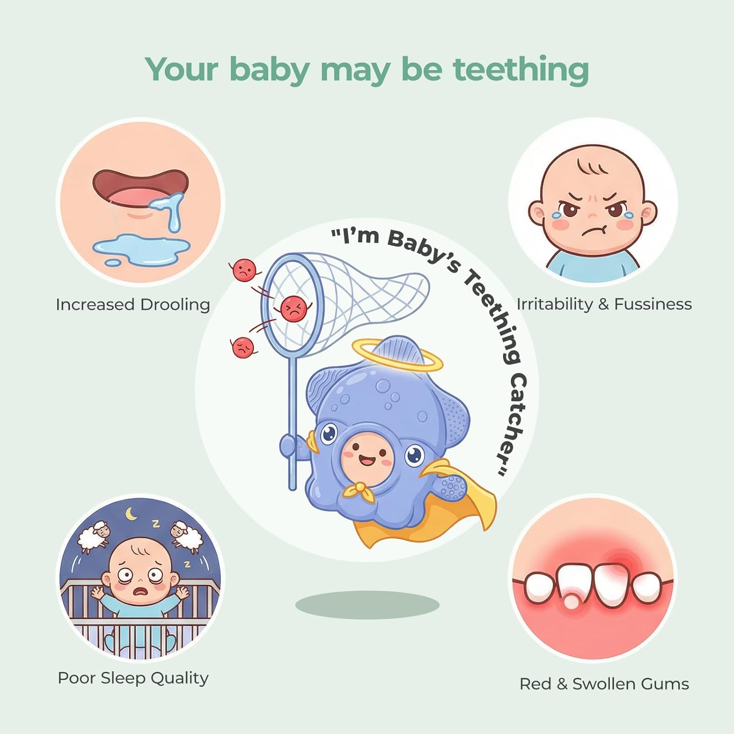 Momcozy 2 Pack Baby Teething Toys, Food Grade Silicone Baby Teethers for 0–12 Months, Baby Teether Mitten Wrist Teether Set, Easy Grip Teething Relief with Multiple Chew Points