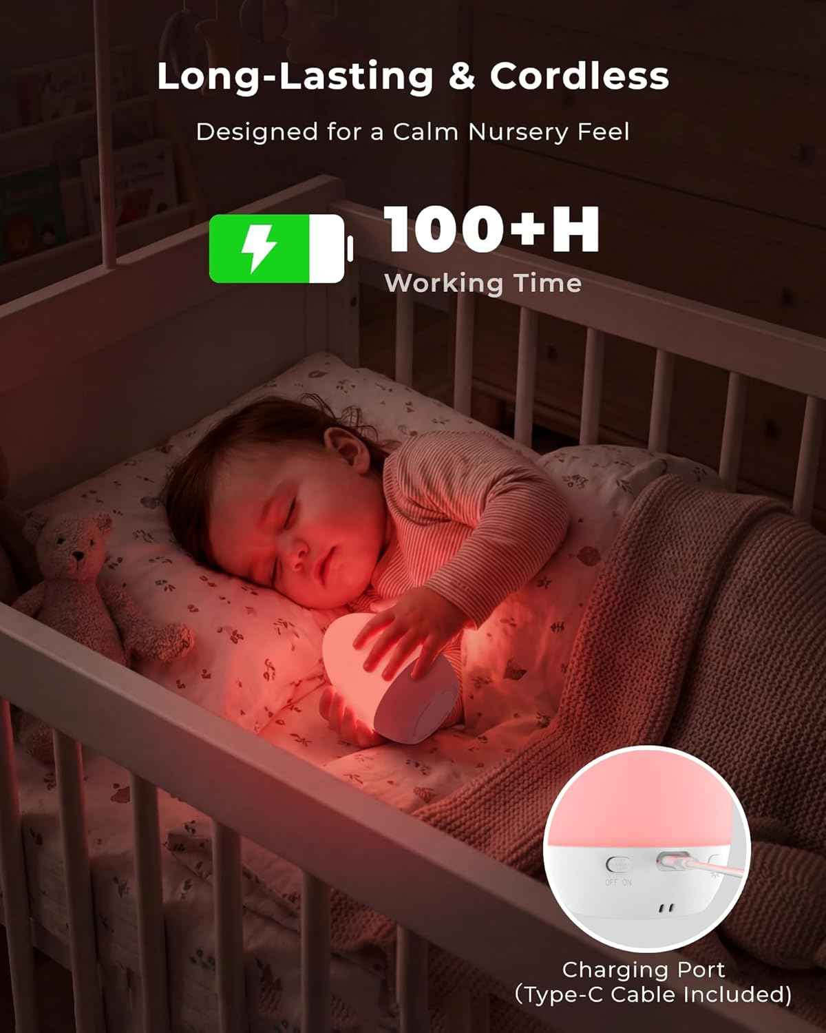 Egg Light for Nursery, Eye-Caring Touch Control Rechargeable Baby Night Light with 17 Color Modes, Dimmable Night Feeding Egg Light for New Parents & Kids Bedroom
