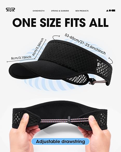 Mesh Breathable Sports Visor - Men Women Adjustable Lightweight Quick Dry Sun Hat for Tennis, Golf, Running