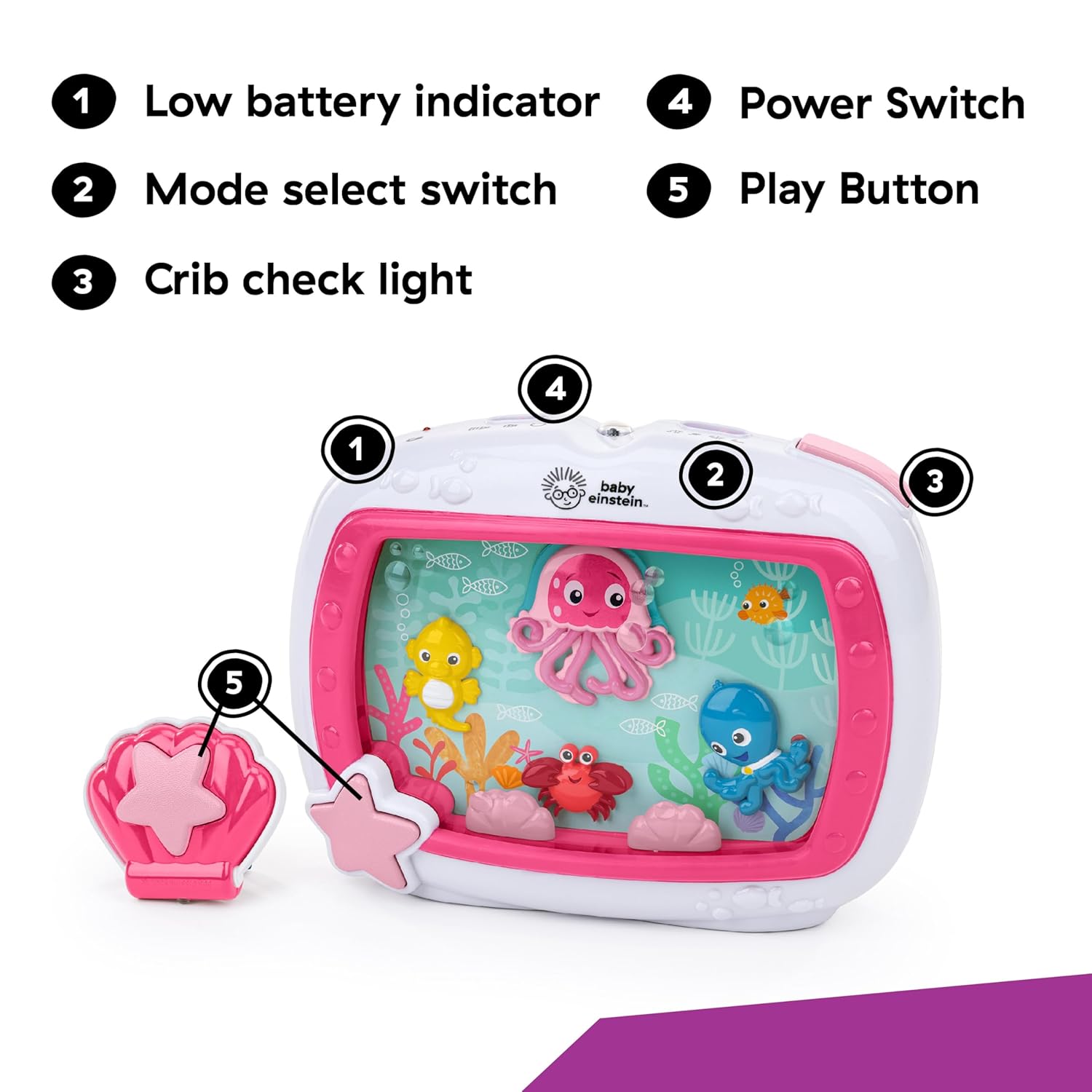 Baby Einstein Sea Dreams Soother Musical Crib Toy and Sound Machine, Newborn and up