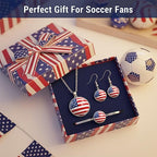 3PCS Country Flag Soccer Necklace Earrings Bracelet Set for Women Soccer Jewelry Gifts for Women Fans Players soccer Accessories Birthday Christmas Gift Ideas