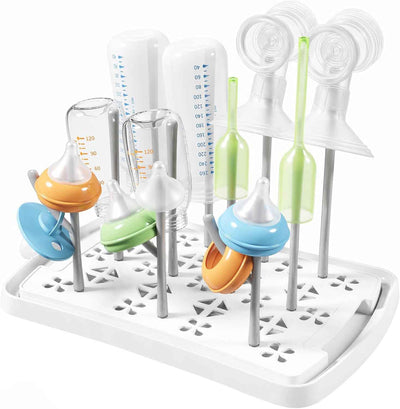 Lifewit Baby Bottle Drying Rack with Tray, Portable Bottle Drying Tree for Home & Travel, Space Saving Dryer Holder for Nipples, Pump Parts, Pacifiers Storage, Newborn Essentials, BPA Free