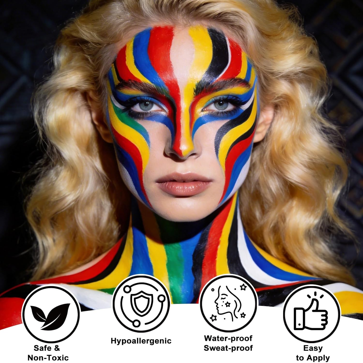 6 Color Face Paint Wheel for Football – Waterproof Face Body Paint Cream, Portable Design with Red White Blue Yellow Green Black, Hypoallergenic Non-Toxic for Soccer Fans Game Day Tailgate