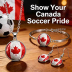 3PCS Country Flag Soccer Necklace Earrings Bracelet Set for Women Soccer Jewelry Gifts for Women Fans Players soccer Accessories Birthday Christmas Gift Ideas