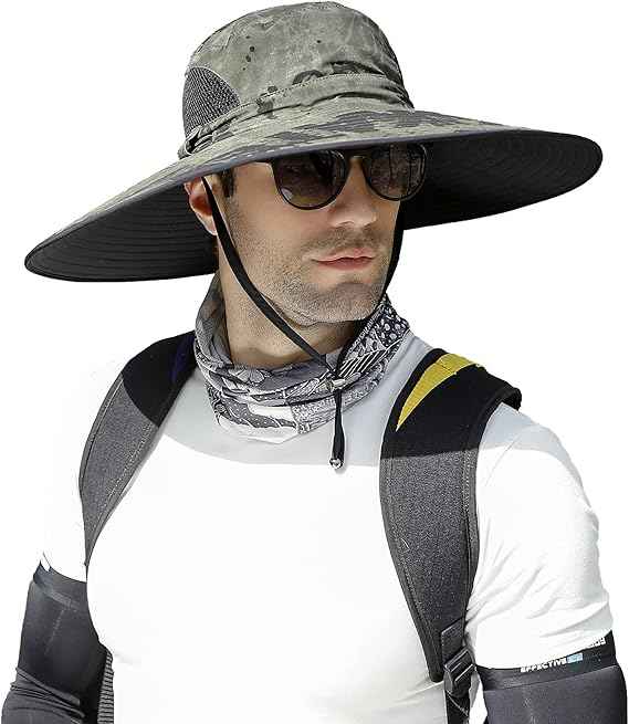 Leotruny Men Wide Brim Sun Hats UPF50+ Waterproof Breathable Bucket Hat for Fishing, Hiking, Camping