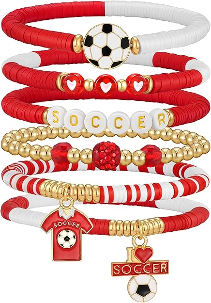 Soccer Cup Soccer Bracelets for Women Men, Stackable Soccer Jewelry Game Day Fan Accessories Gifts for Soccer Fans