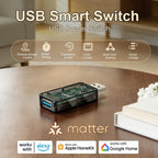 Fugetek Matter Smart USB Plug/Switch, Compatible with Alexa, Siri, Hey Google, Apple Homekit, Matter over WiFi