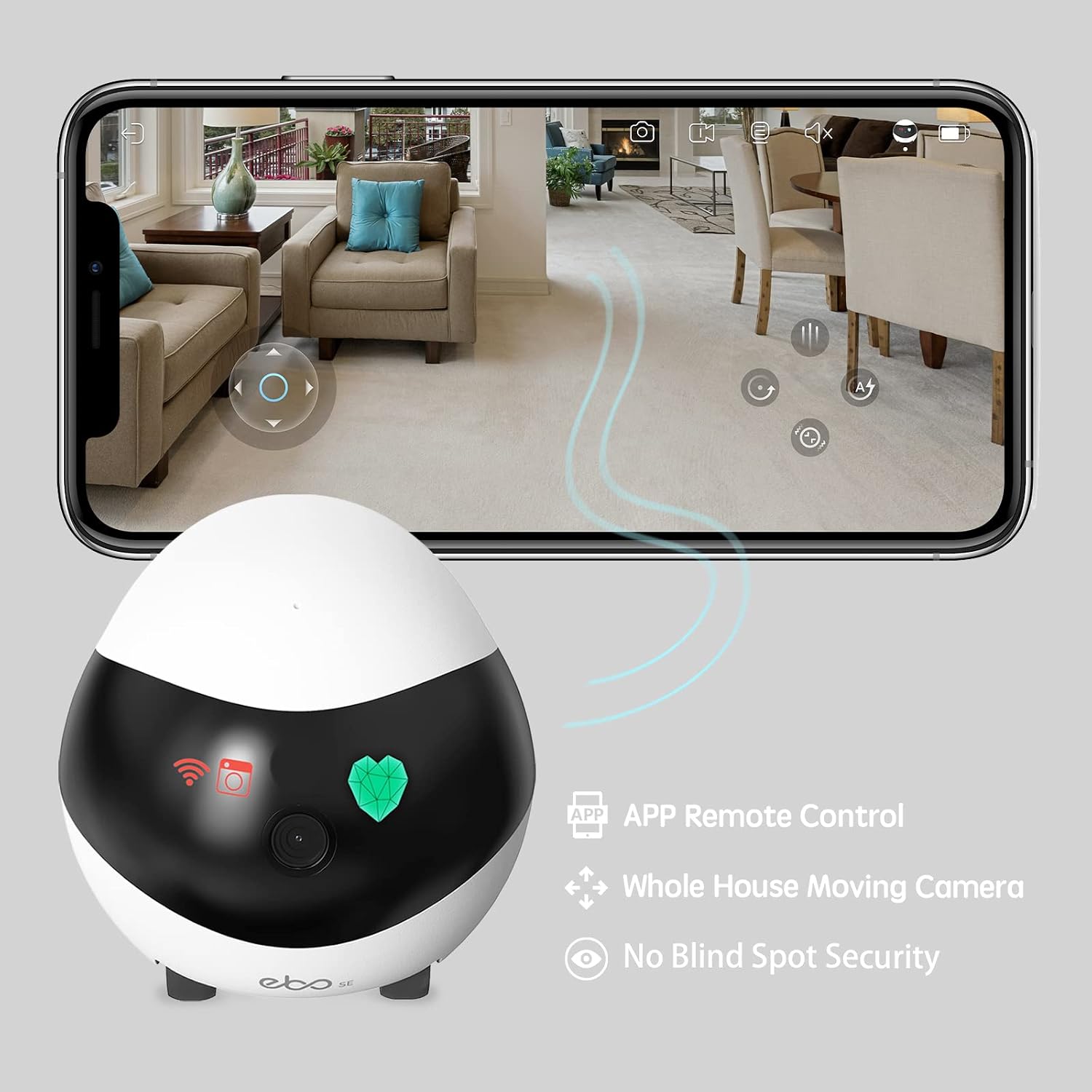 Enabot EBO SE Home Robot Camera: 1080P Mobile FamilyBot Pet Companion | Whole-Home Mobility, Two-Way Talk, Night Vision, Local Storage, Auto-Recharge, Long Distance Gift for Family/Pet