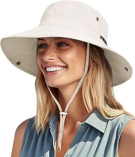 Sun Hats for Women Ponytail Wide Brim Summer Packable Cowboy Hat | 100% Nylon, Convertible Cowboy Style, Foldable & Packable, Adjustable Drawstring, Ideal for Hiking, Gardening, Beach Boating