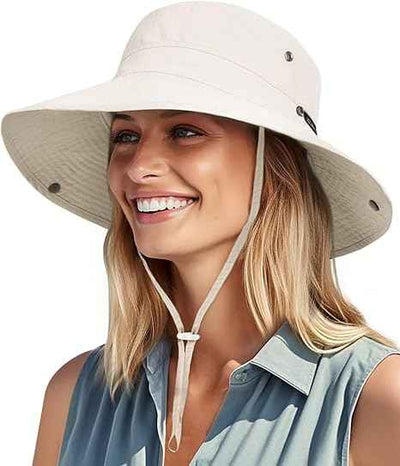 Sun Hats for Women Ponytail Wide Brim Summer Packable Cowboy Hat | 100% Nylon, Convertible Cowboy Style, Foldable & Packable, Adjustable Drawstring, Ideal for Hiking, Gardening, Beach Boating