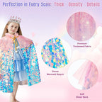 Meland Princess Dress Up for Girls 3-8, Mermaid Cape with Crown, Dress Up Clothes Birthday Gift Toys for Girls Toddlers