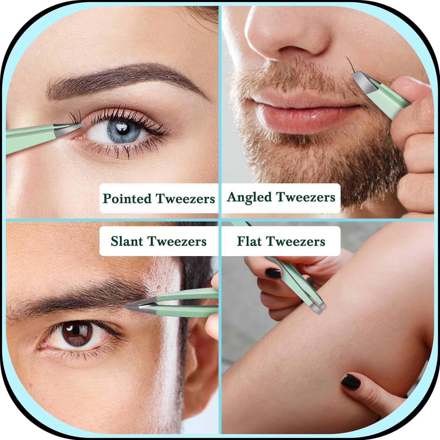 TsMADDTs Tweezers for Women Facial Hair, 8 in 1 Eyebrow Kit with Tweezers, Eyebrow Trimmer Scissors, Razor, Brush with Travel Bag, Hair Plucking Daily Beauty Tools