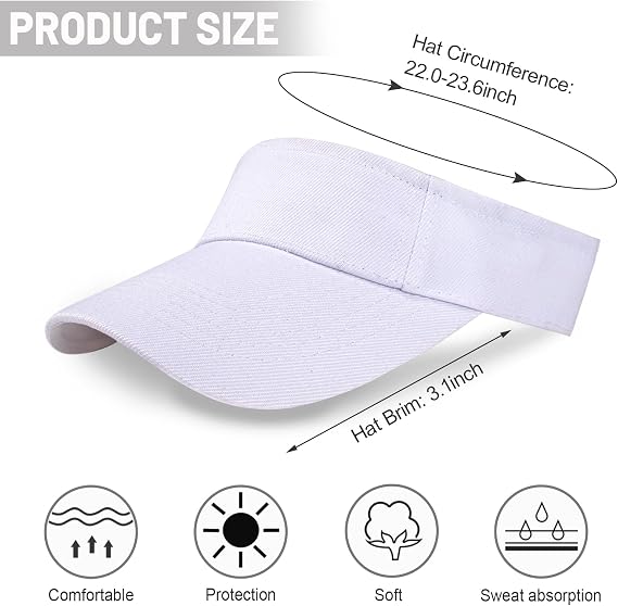 12 Pack Unisex Sports Sun Visor Adjustable UV Protection Sun Hat Cap for Beach Pool Golf Tennis