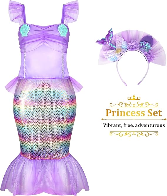 LIMIROLER Princess Dress Up Clothes for Little Girl Role Play Costume Gift Set Princess Dress Up Toys for Toddler Girls