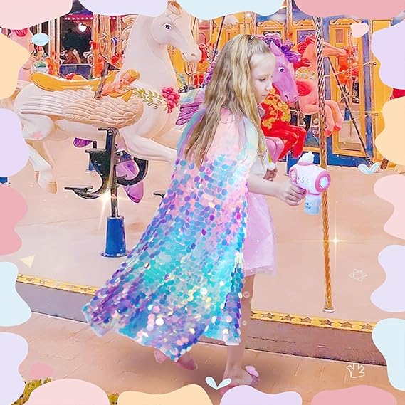Meland Princess Dress Up for Girls 3-8, Mermaid Cape with Crown, Dress Up Clothes Birthday Gift Toys for Girls Toddlers