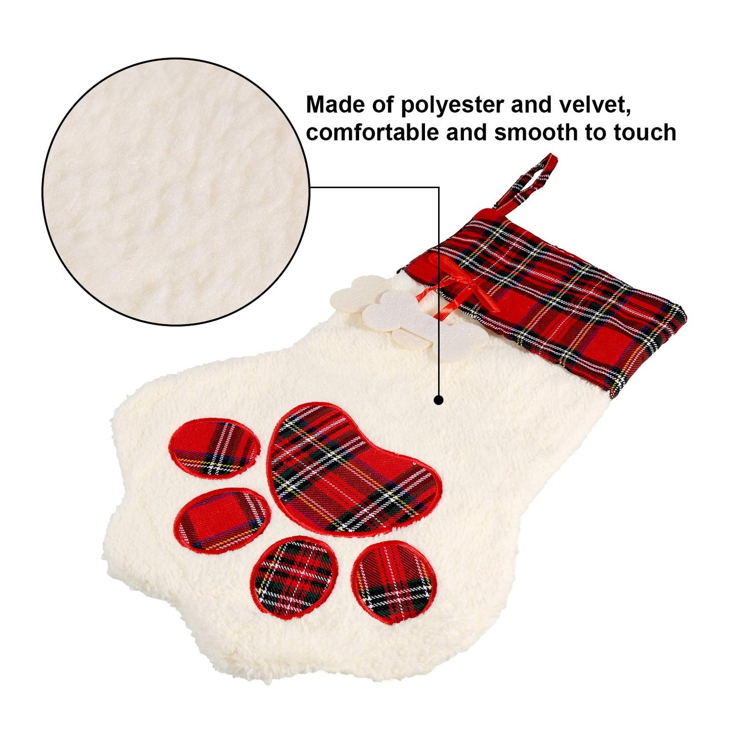 Christmas Pet Stockings – Cat Dog Paw Plaid Fireplace Hanging Decor