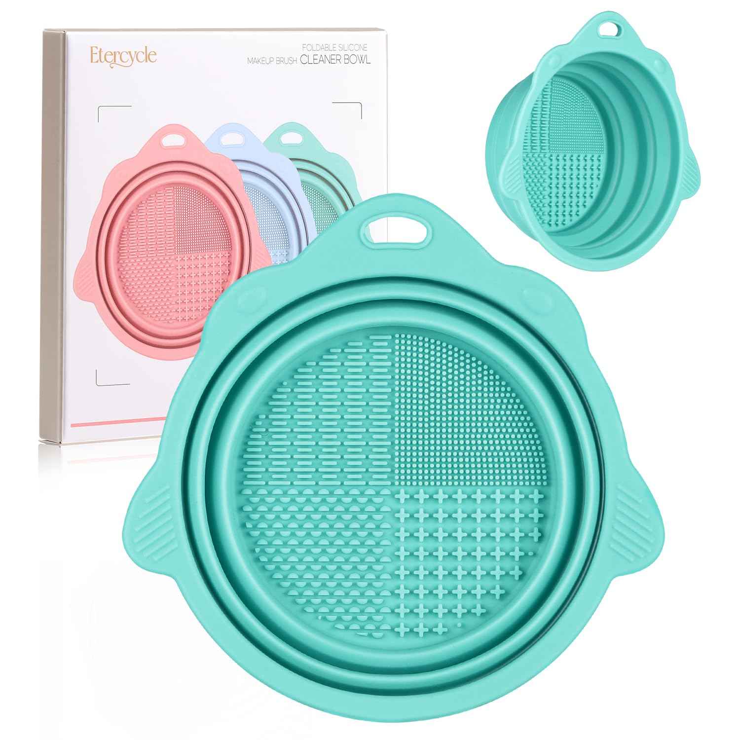 Makeup Brush Cleaner, Etercycle Foldable Silicone Brush Cleaner Bowl Srubber, Portable Washing Tools for Makeup Brush,Powder Puff,Sponge