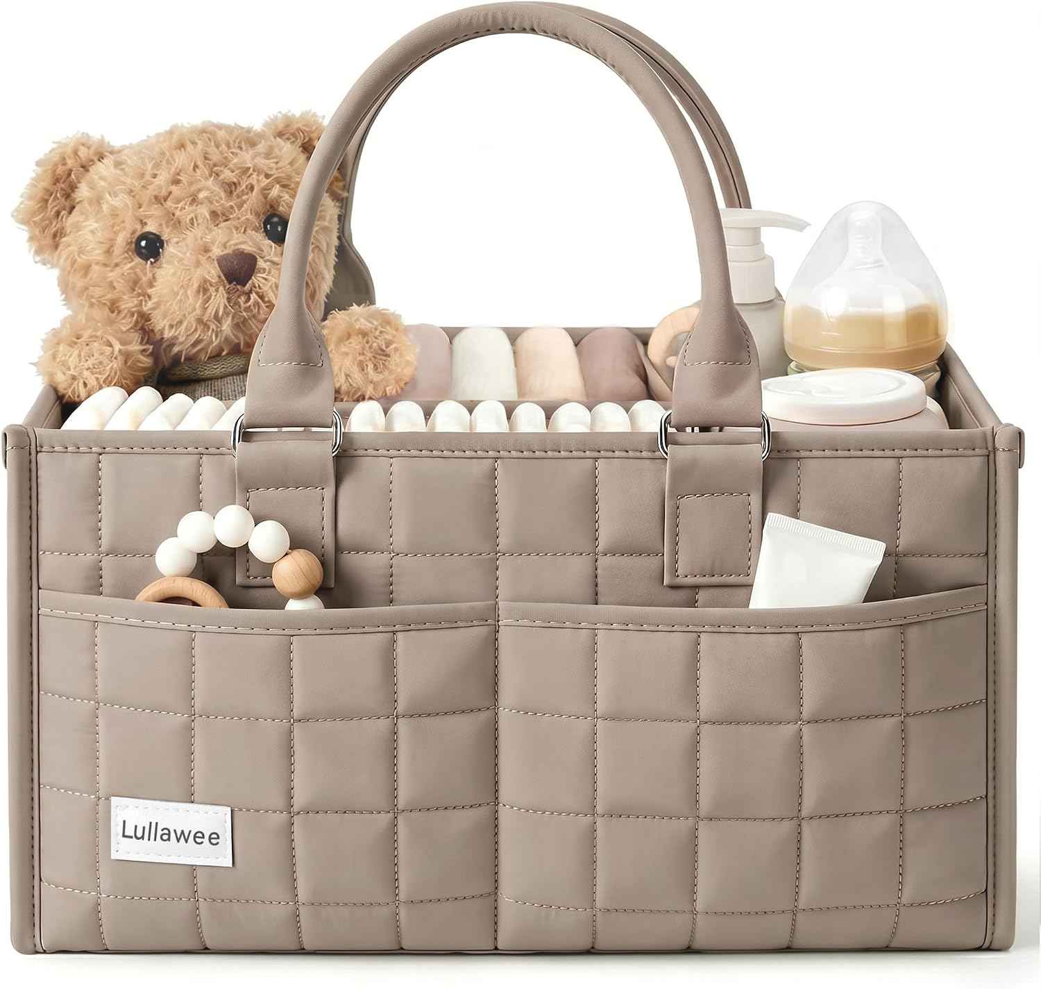 Baby Diaper Caddy Organizer, Portable Nursery Storage Basket with Handle for Newborn Boy or Girl, Gift for Baby Shower Essentials, Registry Must Have Bag, Caddie Car Organizer