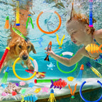 YUJUN Pool Diving Swimming Toys, Summer Underwater Game Toys with Pool Fishes Dive Sticks Rings Gems Storage Bag for Kids Swim Birthday Party Favors