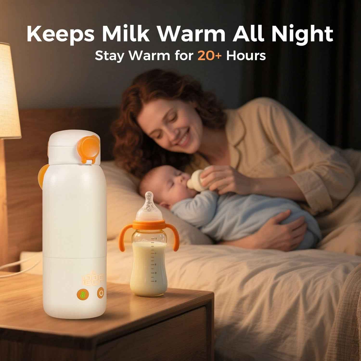 Portable Bottle Warmer for Travel, 12oz Large Capacity Fast Heating, 4 Levels Precise Temperature Control, Long Battery Life, Rechargeable Formula Water Milk Warmer for Car, Airplane & Outdoor Use