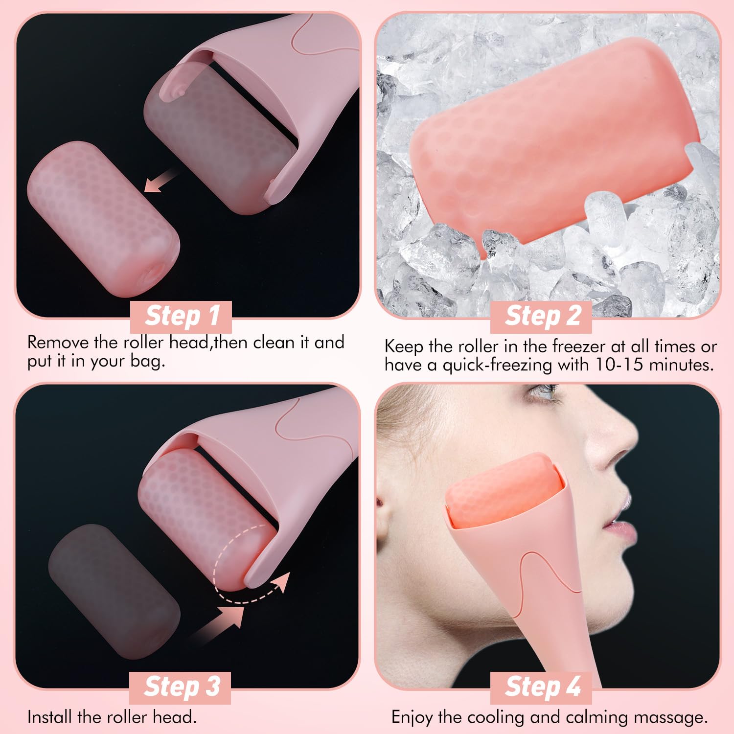 Fronnor Ice Roller for Face,Eyes,Facial Massager Tool,Soothing Skin Care Tool,Cooling Skincare Device for Puffiness,At-Home Spa Gift for Women