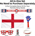 6 Pcs Cheering Set for Game Day Watch Party – Flag, Fan Scarf, Wristband, Flag Glasses, Hand Clapper, Blendable Face Paint Sticks