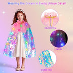 Meland Princess Dress Up for Girls 3-8, Mermaid Cape with Crown, Dress Up Clothes Birthday Gift Toys for Girls Toddlers