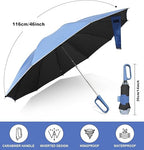 QWB Inverted Umbrella with Carabiner Handle, Compact Wind Proof Umbrellas For Rain and Sun Protection, Portable Reverse Folding Umbrella, Car Umbrella for Women Men, 10 Ribs