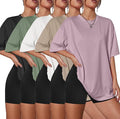 Kinglaman 5 Pack Womens Oversized T Shirts Workout Short Sleeve Summer Tops | Loose fit plus size crew neck tee, Baggy, Casual daily summer wear