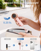 SWEETFULL Mini Fan Portable - Cute Handheld Turbo Fan with Rechargeable Battery, 5 Speeds, Small Hand Personal Travel Essentials for Women, Girls, Kids, Lash, Makeup