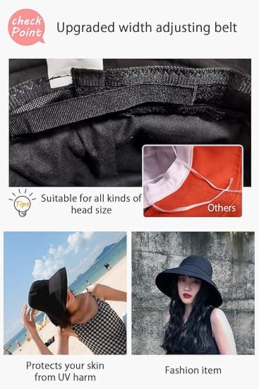 Wide Brim Bucket Hat - UPF50+ Protection Travel Beach Sun Hat with Semi-Rigid Adjustable Foldable Brim