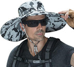 Leotruny Men Wide Brim Sun Hats UPF50+ Waterproof Breathable Bucket Hat for Fishing, Hiking, Camping