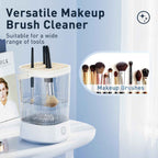 Electric Makeup Brush Cleaner - 12000 RPM Makeup Brush Cleaning Machine, IP65 Waterproof Automatic Makeup Brush Cleaner with Cleaning Solution, for Makeup Sponges and Brushes-White.