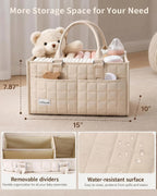 Baby Diaper Caddy Organizer, Portable Nursery Storage Basket with Handle for Newborn Boy or Girl, Gift for Baby Shower Essentials, Registry Must Have Bag, Caddie Car Organizer