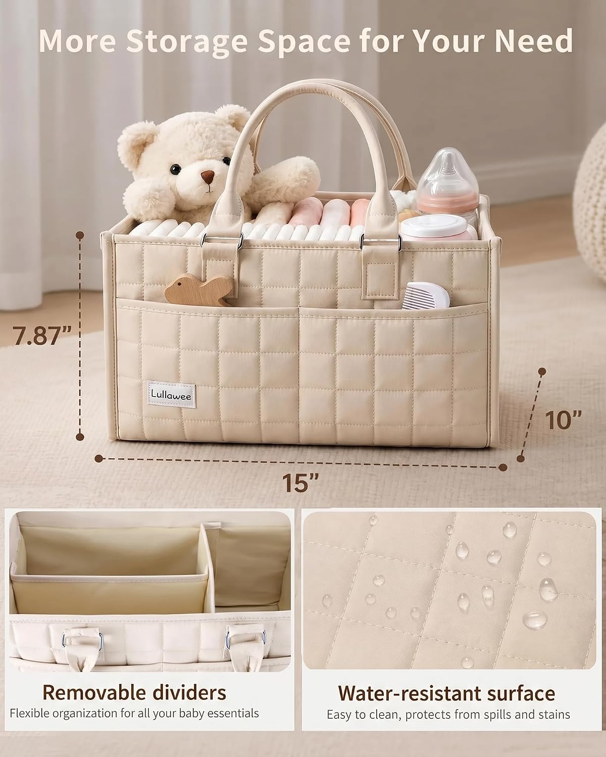 Baby Diaper Caddy Organizer, Portable Nursery Storage Basket with Handle for Newborn Boy or Girl, Gift for Baby Shower Essentials, Registry Must Have Bag, Caddie Car Organizer